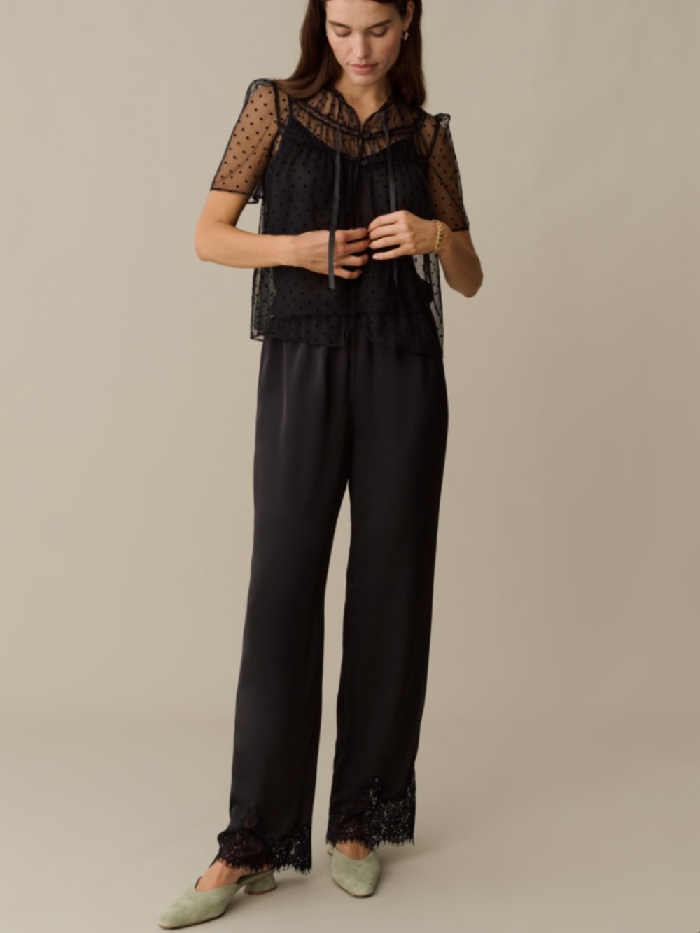 Sorella atelier lace detail yara pants
